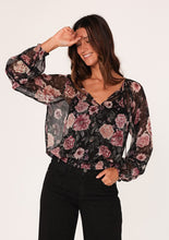 Load image into Gallery viewer, Black Floral Blouse
