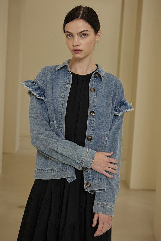 Ruffle Denim Jacket