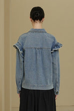 Load image into Gallery viewer, Ruffle Denim Jacket
