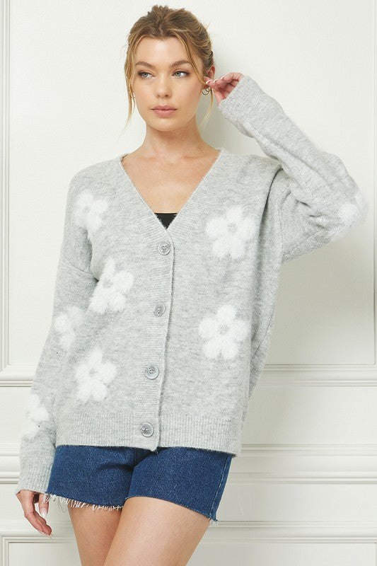 Grey Floral Sweater