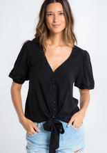 Load image into Gallery viewer, Black Tie Front Blouse
